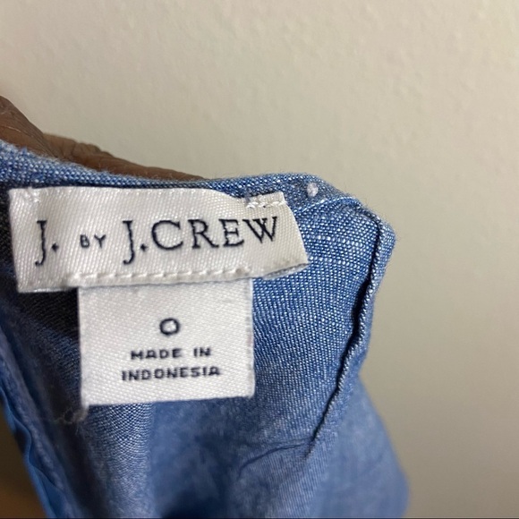J. by J. Crew Chambray Shift Dress Scalloped Sleeves Blue Preppy Back Zipper 0 - Picture 6 of 10